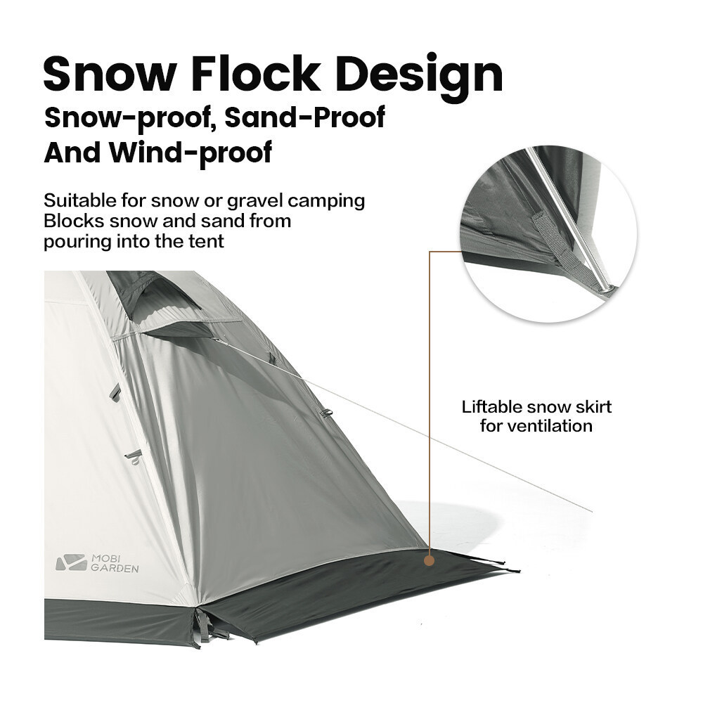 MOBI GARDEN Camping Tent 2-3 Persons Lightweight Backpacking Tent With Snow Skirt Waterproof Windproof Outdoor