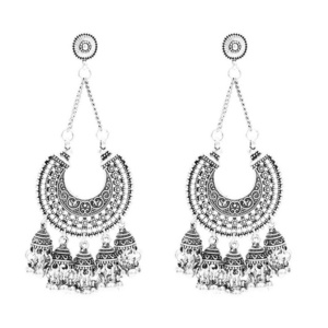 Balls Long Tassel Jhumka Earrings For Women Wedding Party Jewelry Indian Big Gold Silver