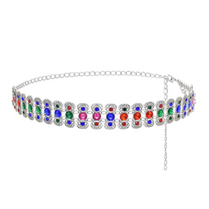 Bohemian colorful diamond hollow waist chain vintage ethnic wind belly dance waist ornament body chain