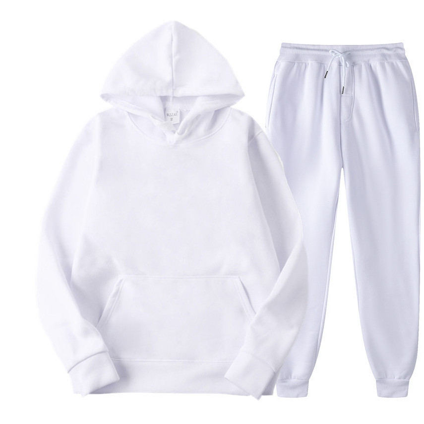 Wholesale Custom Color Men's Hoodie Set 100%Cotton Blend Hoodie Sweatpants Two Piece Set For Men