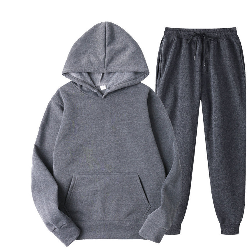 Wholesale Custom Color Men's Hoodie Set 100%Cotton Blend Hoodie Sweatpants Two Piece Set For Men