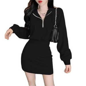 wholesale oversized sweatshirt trendy summer long sleeve hoodie dress for women