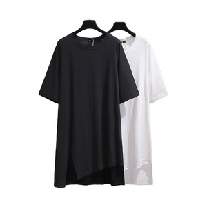 New Arrivals Fashion Loose Short Sleeve Solid Color Oversized women Summer blank t shirt dress