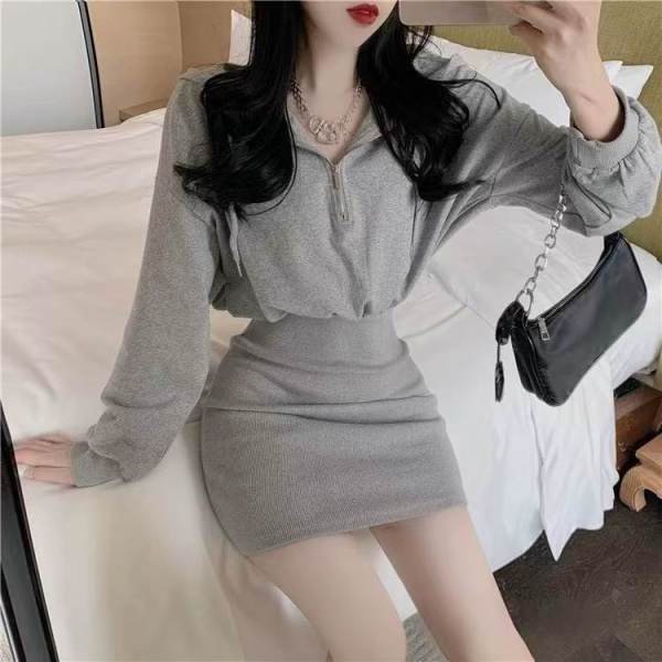 wholesale oversized sweatshirt trendy summer long sleeve hoodie dress for women