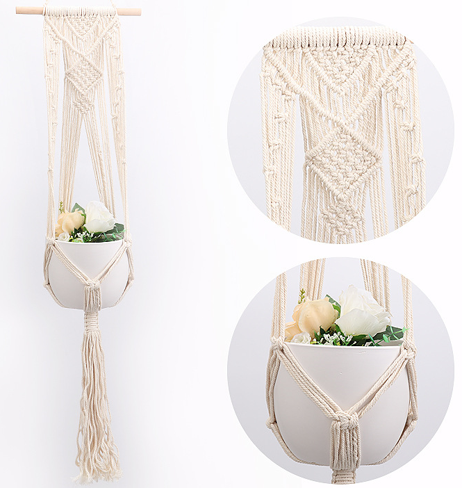 Macrame Plant Hangers Indoor Outdoor Cotton Rope Hanging Planter Basket