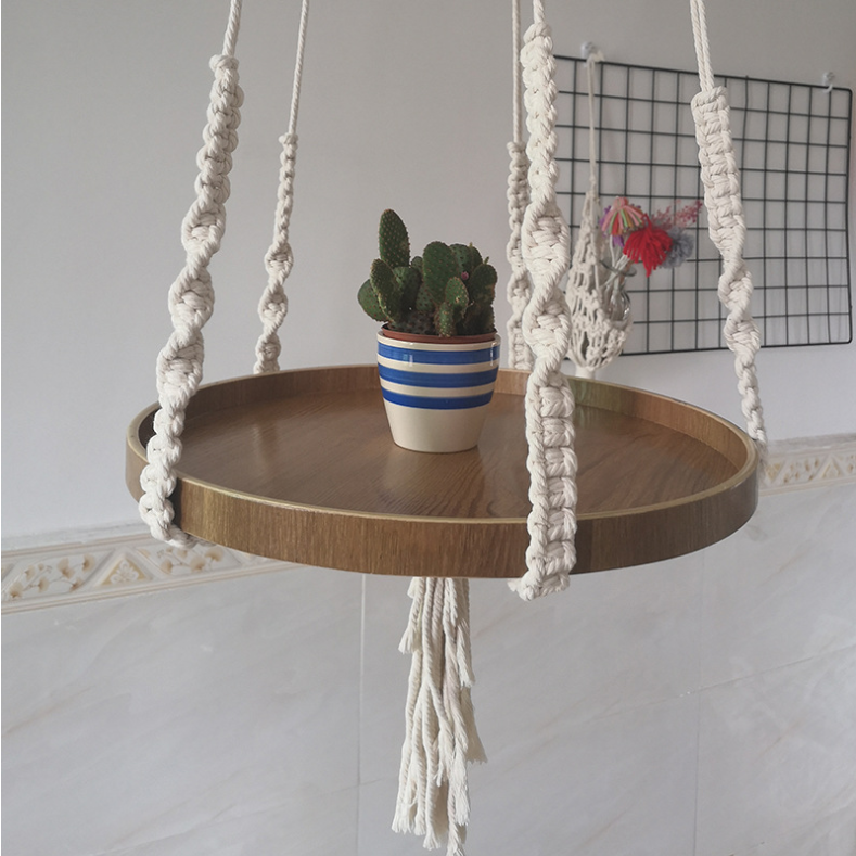 Macrame Plant Hanger with Wall Hanging Shelf for Home Wall Decor | Boho Wall Decor Plant Shelf Indoor