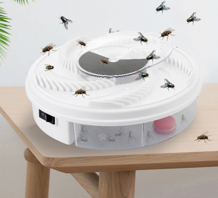 Fly Trap - Automatic Electric Fly Trap Device No Light Noise Pollution With Rotating Plate