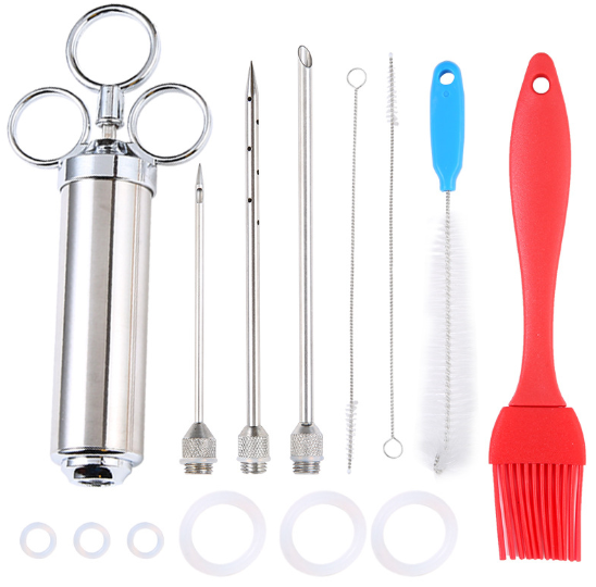 factory price Meat Injector Food Syringe Kit 304 Stainless Steel BBQ Frying Syringe Professional Marinade Flavour Food Syringe