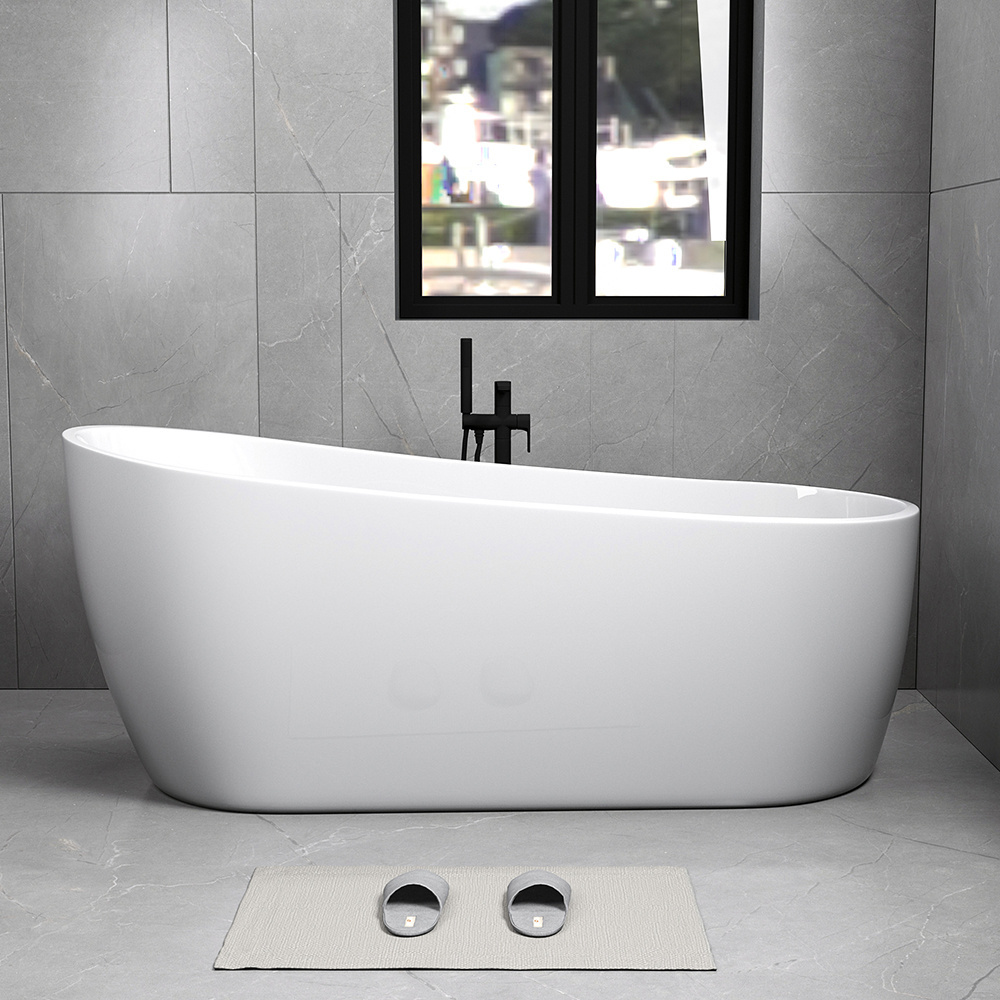 Hot Selling Modern Luxury White Freestanding Custom Oval Shaped Acrylic Bathtubs For Adult