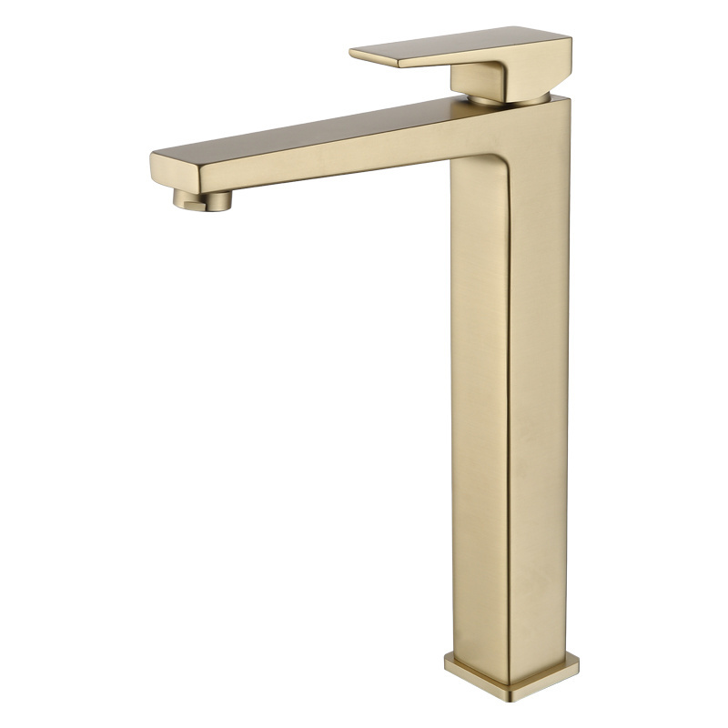 Square flat tube cold and hot water mixing zinc faucet bathroom basin faucet kitchen sink zinc alloy faucet