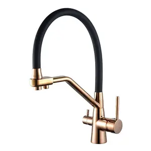 Long Neck Pullout Double Handle Mixer Pull Down Kitchen Faucet Spout Aerator 304 Stainless Steel Pull Out Spray Kitchen Faucet