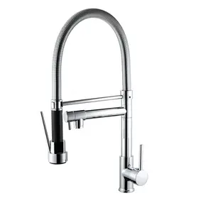 Hot Style Modern Gold Brass Pull Down Rotating Mixers Water Taps Flexible Sink Kitchen Faucet