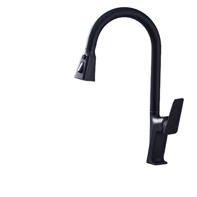 Aluminium Alloy 304 Matte Black Finish High End Kitchen Water Faucet Mixer Tap Pull Out Kitchen Faucet