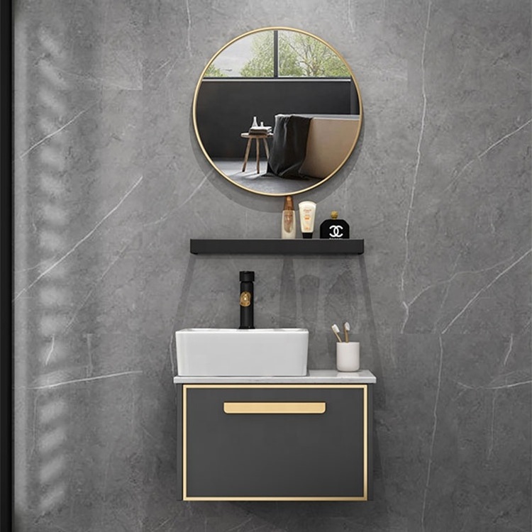 Floating Cabinet for Small Apartment Bathroom Customized Available Slim Bathroom Cabinet Vanity Set