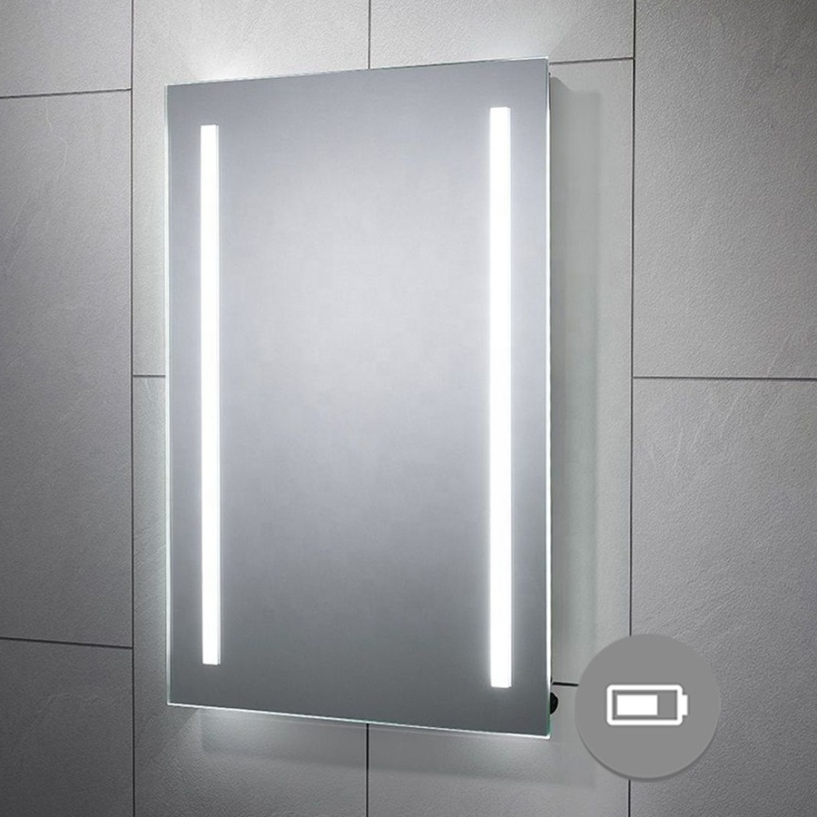 UK Design Battery Led Light Up Bathroom Mirror with Sensor Switch