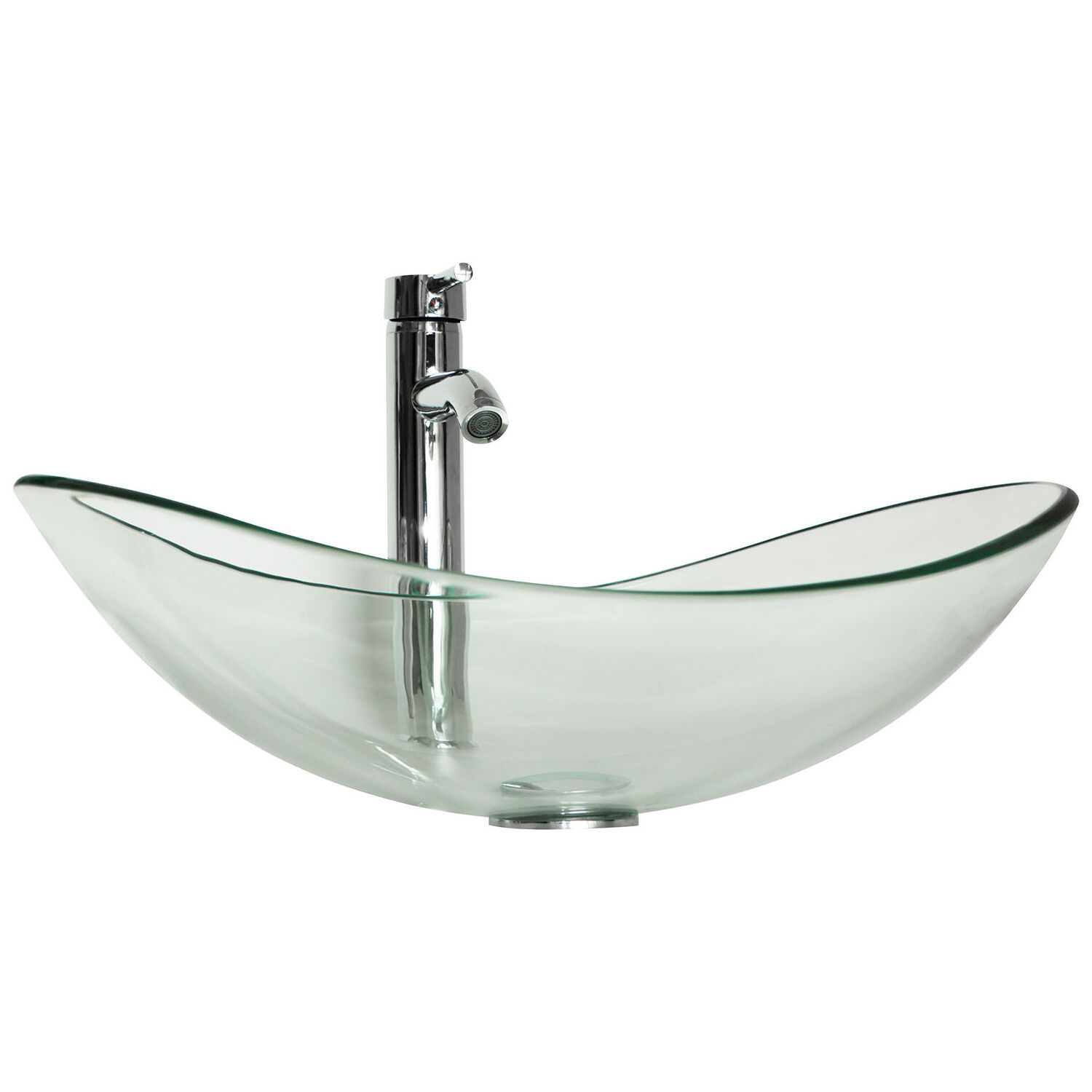 Bathroom Vanity Wash Bowl Tempered Clear Oval Glass Vessel Wash Basin