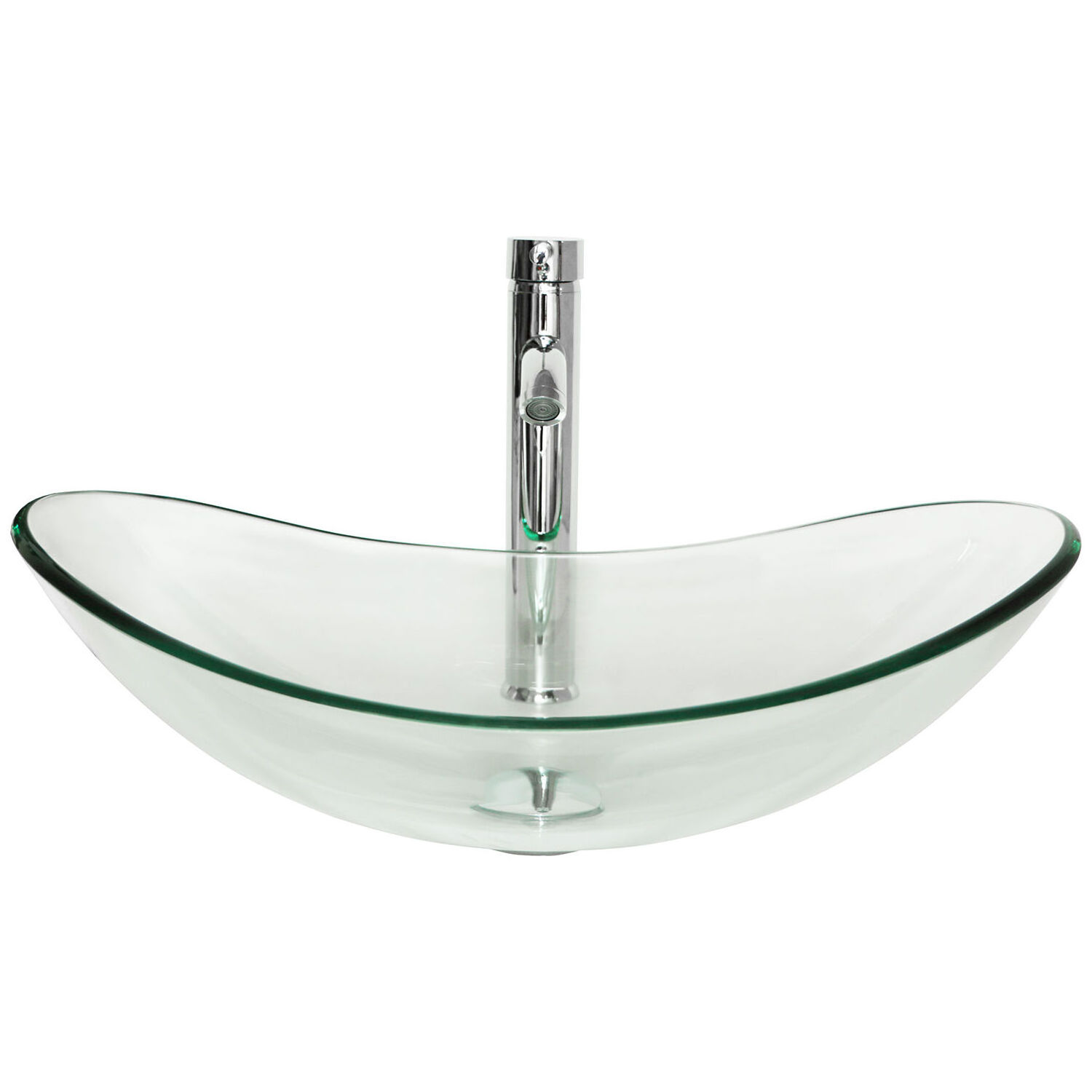 Bathroom Vanity Wash Bowl Tempered Clear Oval Glass Vessel Wash Basin