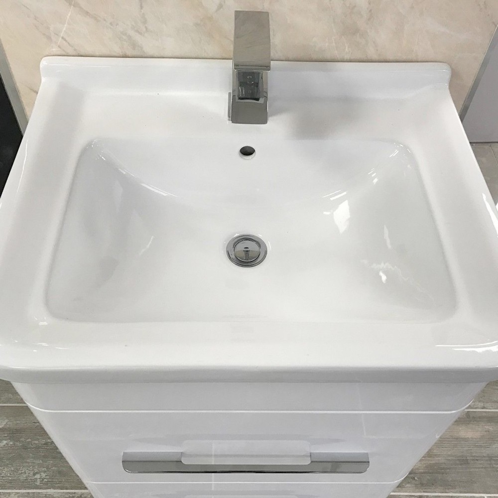 Hotel Small UK Bathroom Products PVC Plastic Vanity Cabinets with Sink