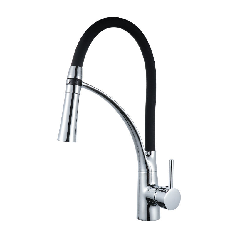 Led Light Flexible Pull Out Spray Black Kitchen Faucet Tap