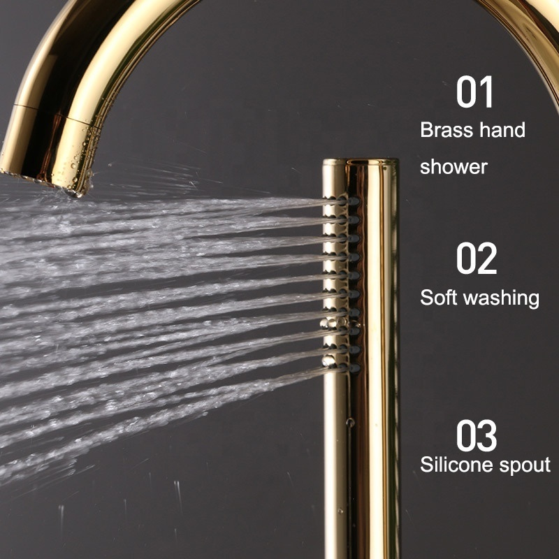 Copper Brass Free Standing Gold Black Bathtub Faucet