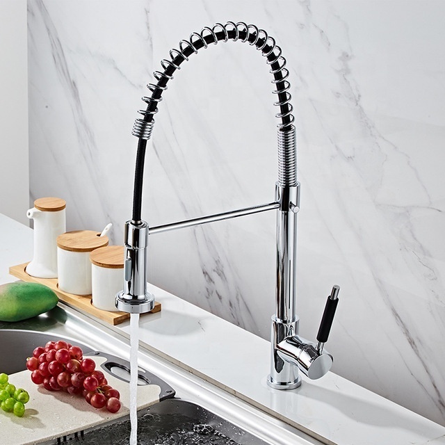 Retail Online Shopping Single-handle Brass Pull Out Kitchen Faucet