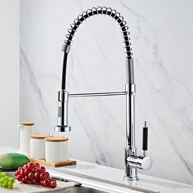 Retail Online Shopping Single-handle Brass Pull Out Kitchen Faucet