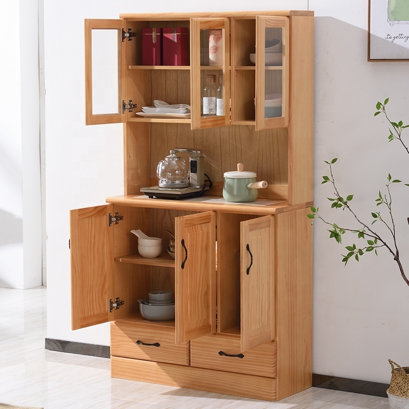 Combined KD Multi Function Kitchen Living Room Storage Cabinet Pantry Cupboard Solid Wood Kitchen Cabinet