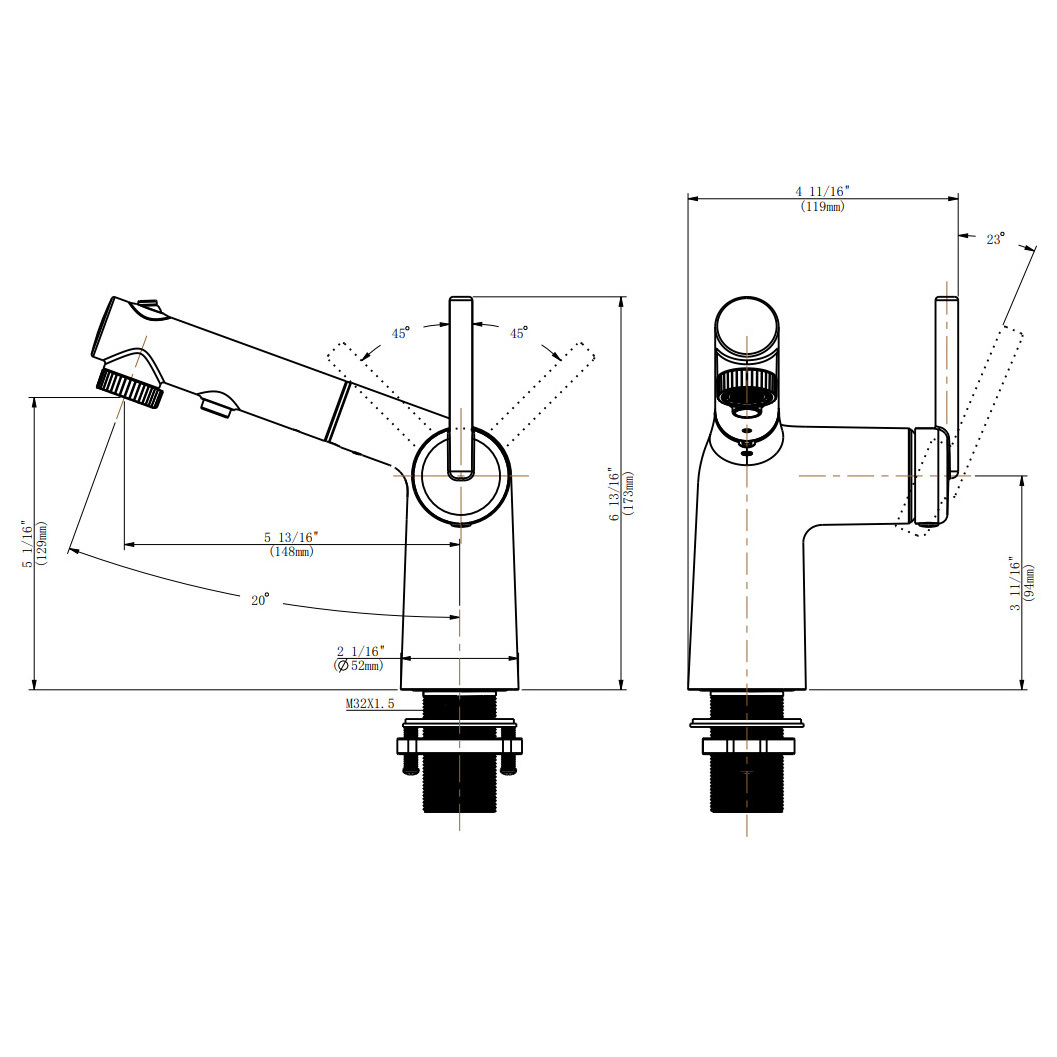 Multi Function Pull Out Shower Tap Black Chrome Brushed Bathroom Faucets Upward Spraying Faucet