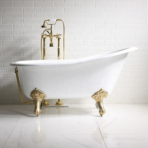 Vintage Luxury Cast Iron Gold Clawfoot Acrylic Freestanding Bathtub