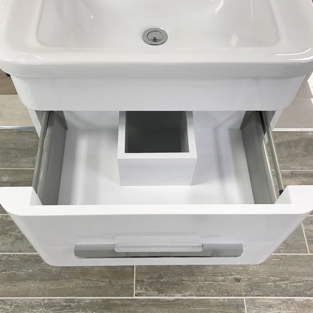 Hotel Small UK Bathroom Products PVC Plastic Vanity Cabinets with Sink