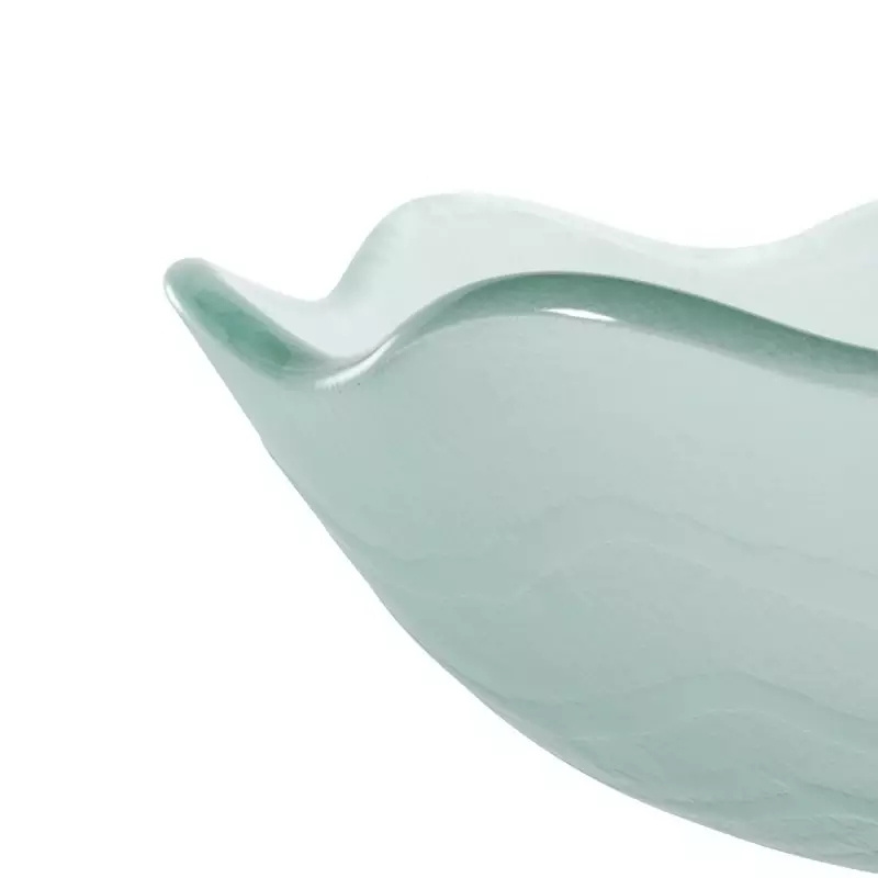 Handmade Modern Light Blue Wave Edge Design Glass Bowl Wash Basin