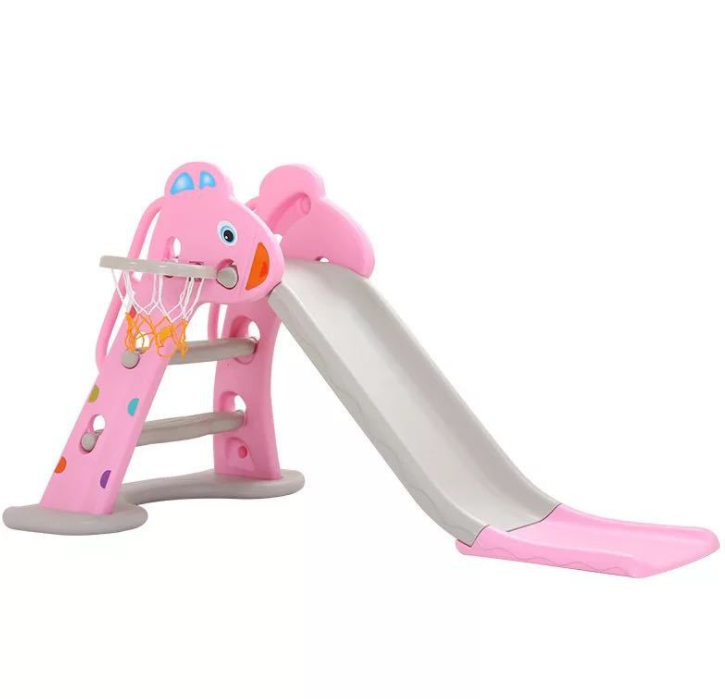 MH80 Slide 1.4M Sports Climber and Slide for Kids with Basketball Hoop Easy Climb Stairs and Ring Games Indoors Outdoor