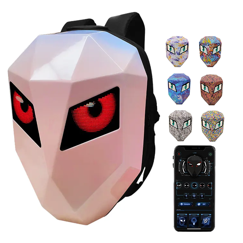 LED Backpack Bluetooth Waterproof Hard Case DIY Cool Motorcycle Riding Backpack Black Led Knight Backpacks