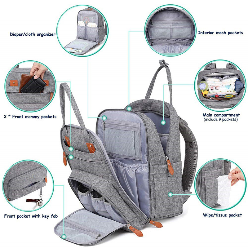 FREE SAMPLE Diaper Bag Backpack Unisex Baby Changing Bags with Changing pad Large Multifunction Travel Back Pack baby diaper bag