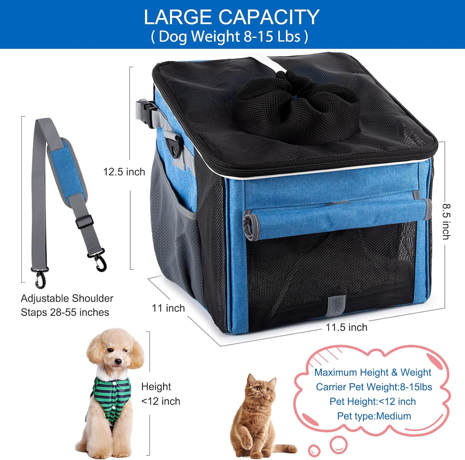 Hot selling 2023 new design Soft selvedge Breathable pet carrier Bicycle Bike Basket Carrier Travel Bag dog Backpack for cat