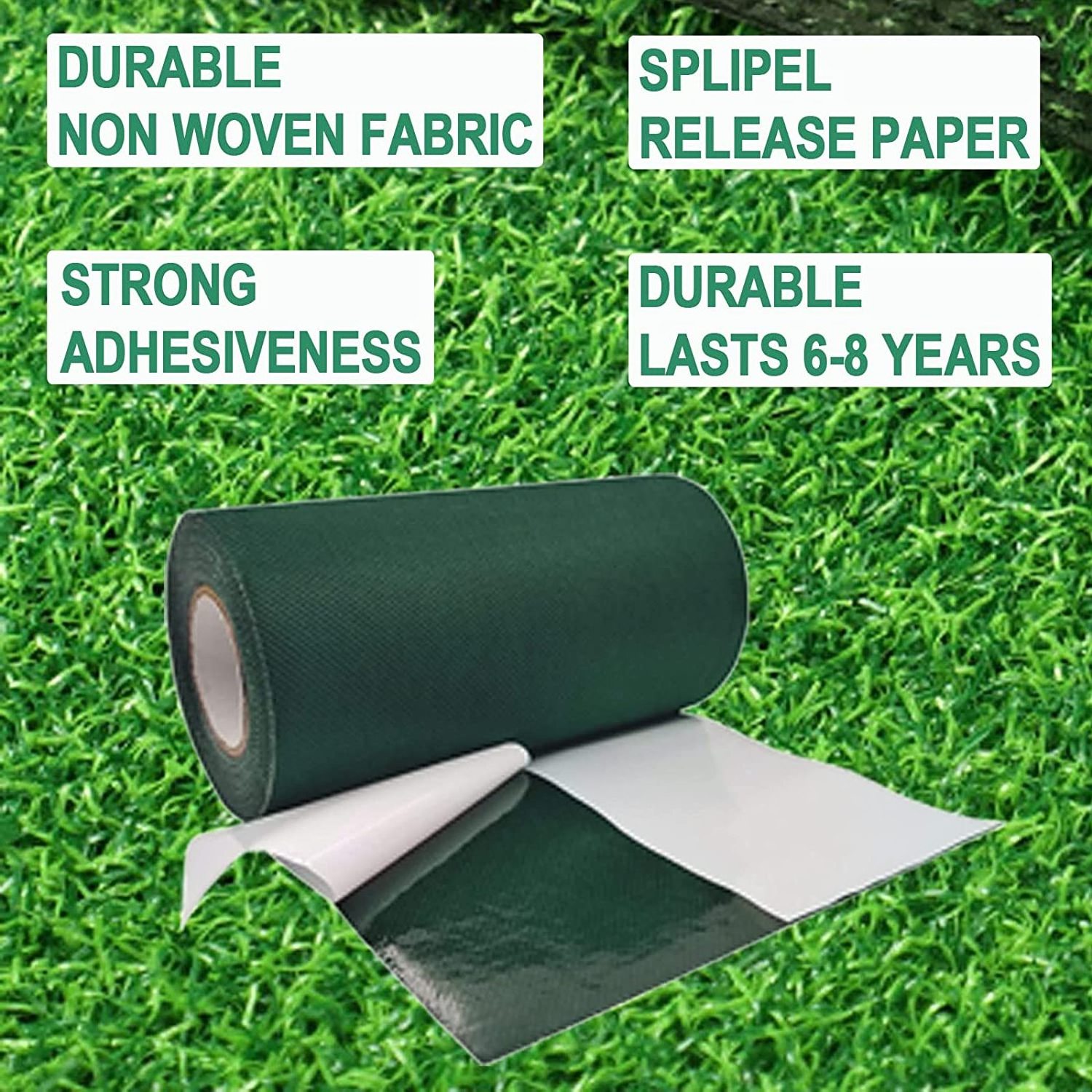 Double-Sided Artificial Grass Tape Self Adhesive Turf Seam Tape for Artificial Turf, Grass Carpet, Weatherproof Indoor Outdoor