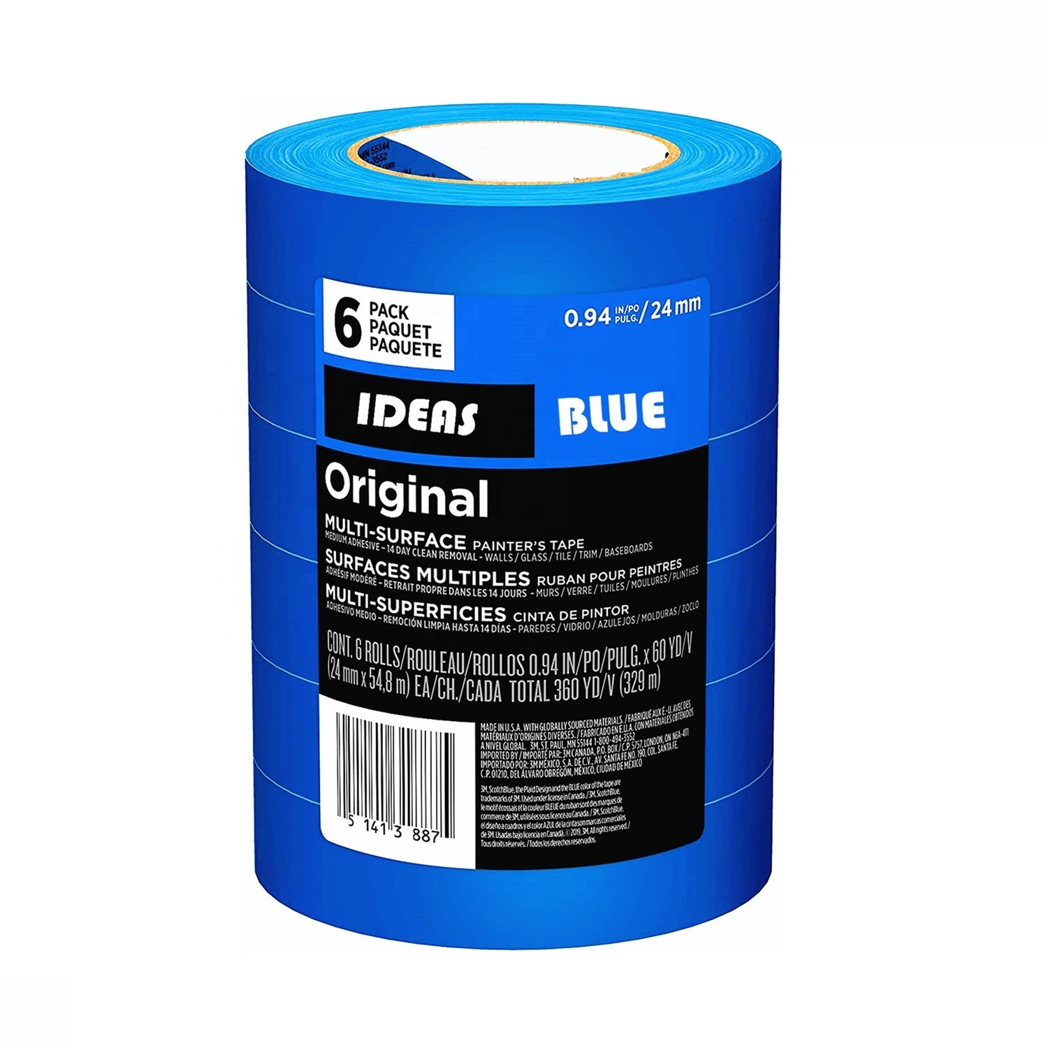 Blue Original Multi-Surface Painters Tape Medium Adhesive Well Masking Tape No Residue Behind 0.94