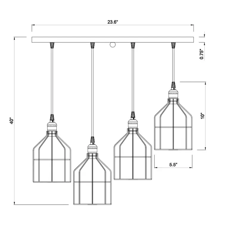 Ceiling Pendant Home Decor Living Room Farmhouse Kitchen Island Chandelier Wood Grain Finish Metal Matte Black Lighting