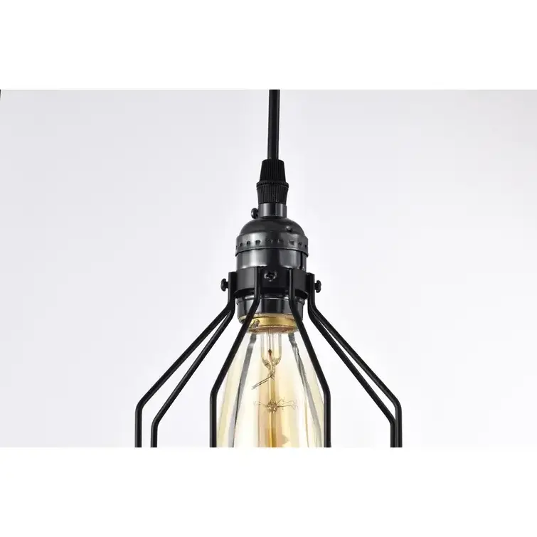 Ceiling Pendant Home Decor Living Room Farmhouse Kitchen Island Chandelier Wood Grain Finish Metal Matte Black Lighting