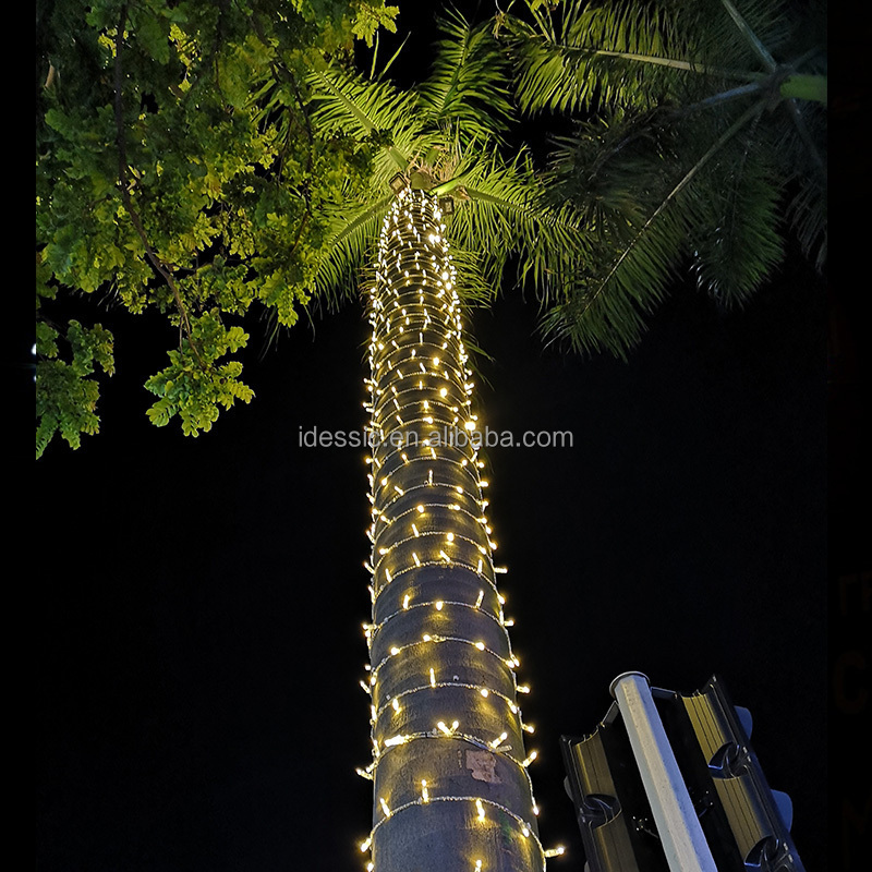 Outdoor tree wrapped string lights for tree trunk for winter garden holiday illumination