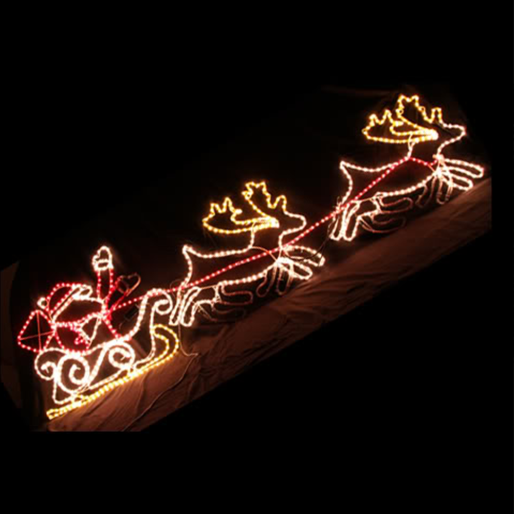 2D Outdoor Christmas Light Display Animated Flying Santa and Reindeer Outdoor Decorations