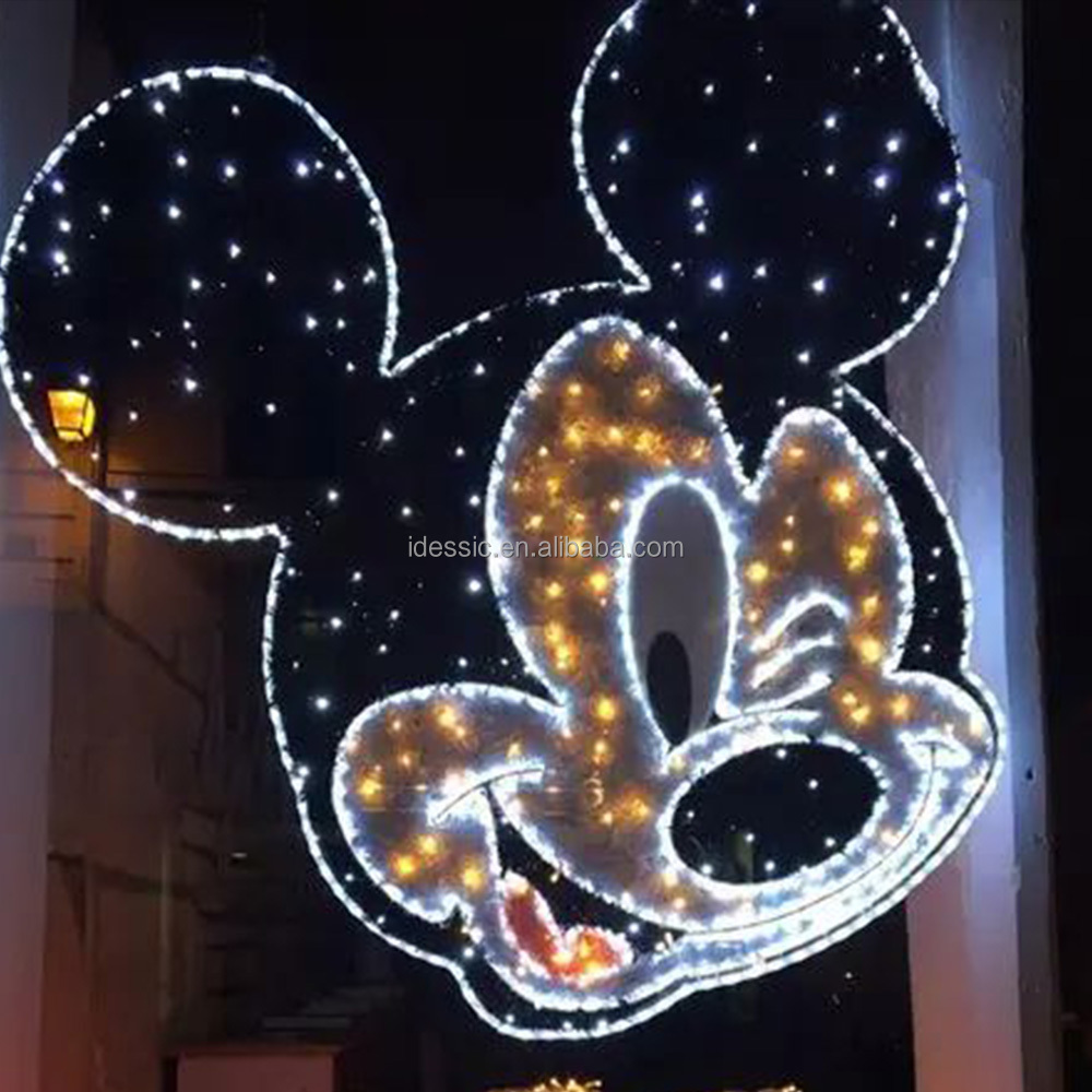 Outdoor 2D LED rope light Mickey Mouse character for amusement park Christmas light show