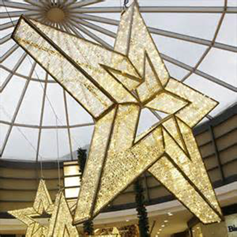 3D Hanging Giant LED Star Christmas Lights for Hotel Shopping Mall Hall Ceiling Decoration