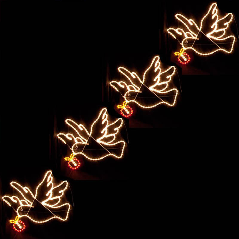 Outdoor LED peace dove Christmas lights LED rope light dove with olive branches 2D Christmas light silhouettes