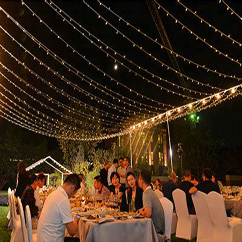 Outdoor waterproof bulb strings outdoor ceiling LED fairy lights warm white for wedding backyard decoration