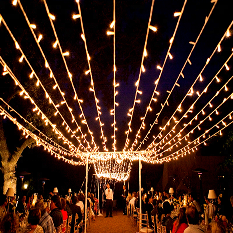 Outdoor waterproof bulb strings outdoor ceiling LED fairy lights warm white for wedding backyard decoration