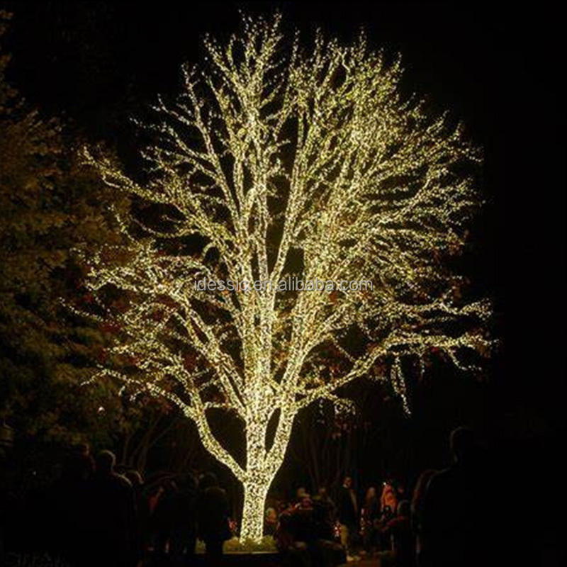 Outdoor tree wrapped string lights for tree trunk for winter garden holiday illumination