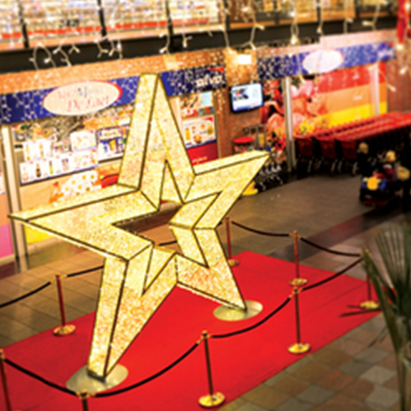 Outdoor Christmas star 3D hanging ornament large star motif light for holiday shopping malls displays decoration