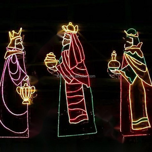 Outdoor LED rope light nativity the three wise men displays for commercial Christmas lawn decoration