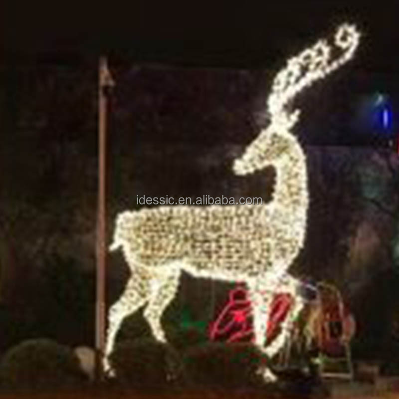 Outdoor large animal illuminated light sculpture used commercial Christmas decorations for zoo light show